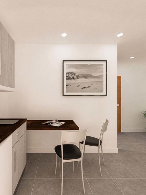 habitación vara con cocina y vista sofá